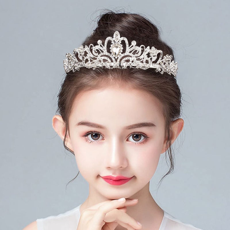 Chanaco Silver Tiara for Women Princess, Girls Bridal Headband for Wedding, Crystal Queen Crown for Birthday Prom Halloween - Image 4